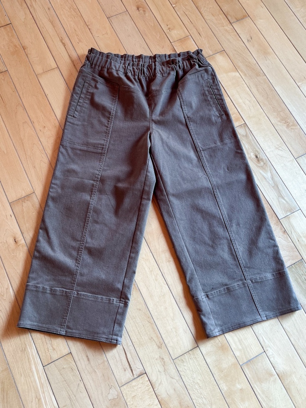 Jones New York Signature Chocolate Brown Wide Leg Paperbag Pants Large